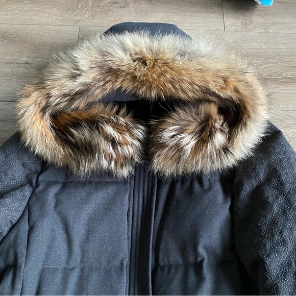 Tory Burch Sasha parka down fill wool quilted winter coat real fur trim - Picture 5 of 16